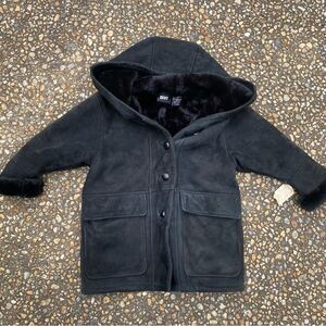 Girls Childs Genuine Shearling suede Duffel Montgomery Coat DKNY